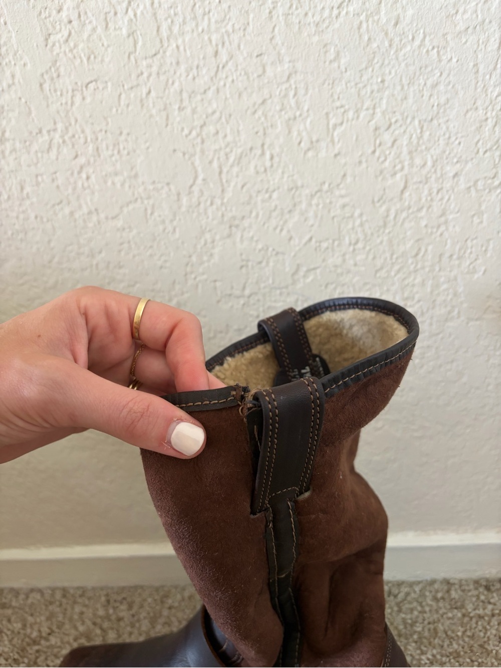 Frye Western Brown Suede and Leather Mid-Calf Boot - Picture 6 of 7